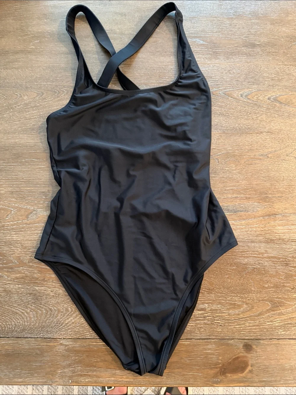 Quince Italian Cross-Back One-Piece Swimsuit Black Size XL E100